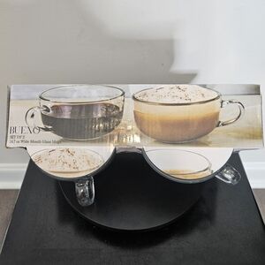 Bueno Set Of 2 14.7oz Wide Mouth Glass Mugs NWT